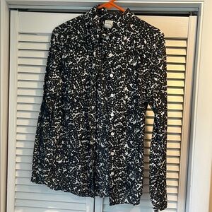 J. Crew Black and White Floral Shirt